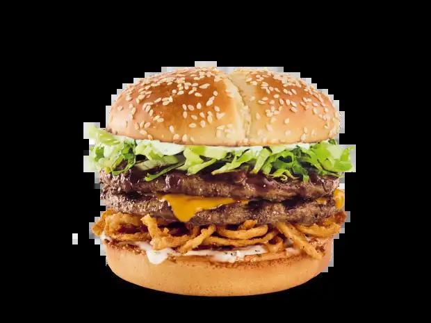 Cowboy Ranch Tavern Double® Burger · Ranch, Whiskey River® BBQ Sauce, crispy onion
straws, American cheese and lettuce.