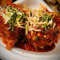 Low Carb Meat A’ Ball · Smoked homemade meatballs and marinara, topped with Parmesan and mozzarella cheese. 4 meatba...