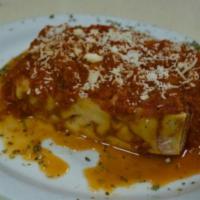 Homemade Lasagna · Stacked layers of pasta packed with meat, and cheese, covered in red sauce. Pro tip: go for ...
