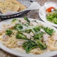 Fettuccine Alfredo with Chicken and Broccoli · Fettuccine tossed in our creamy homemade Alfredo sauce.