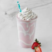 Strawberry Shake · Strawberry Ice Cream topped with Whipped Cream and drizzle of Marshmallow Topping on the sid...