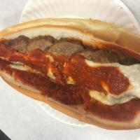 House-Made Meatball Sub · Sandwich with seasoned meat that has been rolled into a ball.