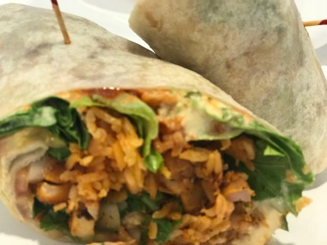 Thai Chicken Wrap · Chicken breast, rice, carrots, lettuce, cucumbers, crisp Chinese noodles with spicy peanut sauce.