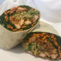Chicken Teriyaki Wrap · Rice, broccoli, carrots and spinach with teriyaki sauce. 