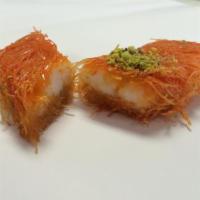 Kanafeh Rolls · Layered with sweetened cheese, glazed with simple syrup, rolled with coarse shredded filo do...