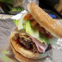 1. Supreme Cheeseburger · Beef, cheese, lettuce, tomato, onions, potato sticks, ketchup, mayo, and house sauce.