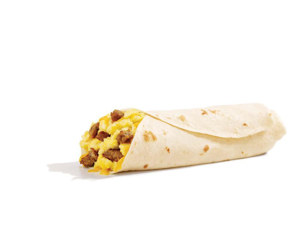 Breakfast Burrito · Cheddar cheese, egg and choice of bacon or sausage.