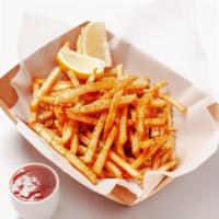 Cajun fries · shoestring french fries with our house-blended cajun seasoning. served with a piece of lemon...