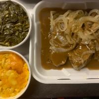 Meat loaf dinner with 2 sides and cornbread  · 