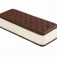 Big Vanilla Ice Cream Sandwich · Creamy vanilla frozen dairy dessert layered between 2chocolate-flavored wafers.