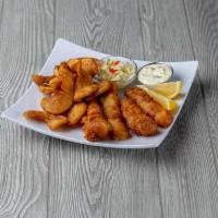 CELLARMAN'S FISH & CHIPS · White Icelandic cod, beer-battered and fried to golden brown, served seasoned fries and hous...