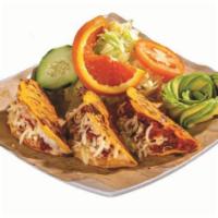 12. Tacos de Marlin (3) · Grilled Yellow Tortilla stuffed with Mozzarella Cheese and mix of Marlin, Red Bell Pepper, C...