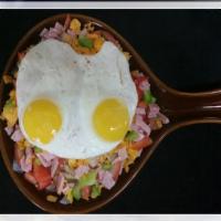 Ham and Cheese Skillet · Cooked in a skillet.