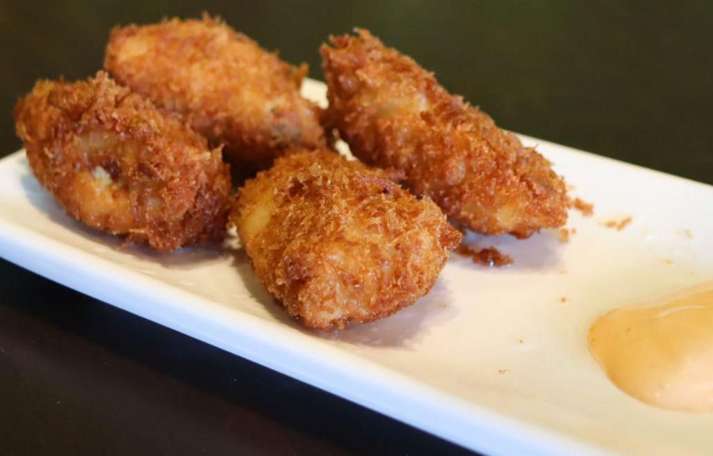 Fried Oyster · Fried oyster served with either Tanaka's homemade spicy mayo or Tonkatsu sauce.