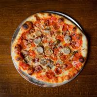 Aretha Franklin · Homemade Red Sauce & Shredded Mozzarella Cheese , Sweet and Spicy Sausage, Bacon, Pepperoni,...