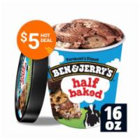 Ben & Jerry's Half Baked Pint · Vanilla ice cream with gobs of chocolate chip cookie dough and fudge brownie. Ben and Jerry’...