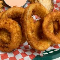 Onion Basket · Golden brown onion rings served with Ranch or Honey Mustard.
