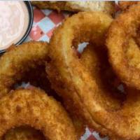Onion Rings · Golden brown onion rings (ranch or honey mustard).