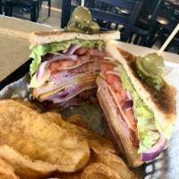 Cliffs Club · Served heated or cold. Fresh sliced ham and turkey, bacon and Swiss on toasted bread. Served...