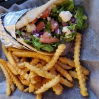 GYRO  · Pita loaded with Lamb/Beef shaved gyro meat, lettuce, tomato, onion, and Tzatziki cucumber s...