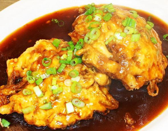 35. Chicken Egg Foo Young · Served with rice.