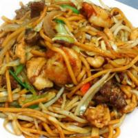 L12. Lo Mein Dinner · Choice of protein. Served with egg roll and pork fried rice.