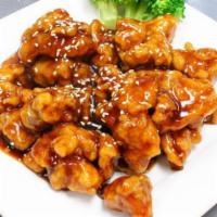 L21. Sesame Chicken Dinner · Served with egg roll and pork fried rice.