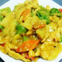 Thai Curry Sauce Entree · Choice of curry sauce and protein with white rice, string beans, tomatoes, coconut milk, pin...