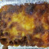 Lasagna · Ground Beef, Sauce, Mozzarella Cheese, lasagna noodles, all layered in a pan and baked toget...