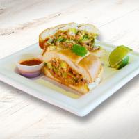 TORTA (Mexican Sandwich) · Served on a telera bread, beans, sour cream, tomatoes, avocado, jalapenos, cilantro, onion, ...