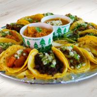 Taquiza Family Pack · 12 Street Tacos. Served with your choice of Protein, topped with cilantro and onions, corn o...