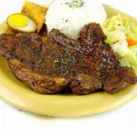 Grilled Pork Chop Combo · Grilled pork chop lightly brushed with our homemade black pepper sauce