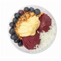 Tropicalicious Acai Bowl · Made with Sambazon Acai with Vegan Dole Pineapple Soft Serve topped with granola, coconut an...