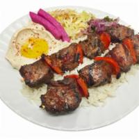 Filet Mignon Kabab Platter · Tender filet Mignon seasoned and grilled to perfection.