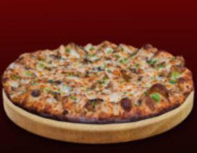 Philly Chicken Pizza · Cheese sauce, chicken, mushroom, green pepper, onion.