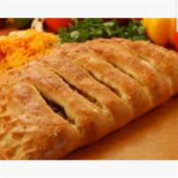 Mexican Calzone · Ground beef, onion, jalapeno and tomatoes. Served with a side of marinara sauce.