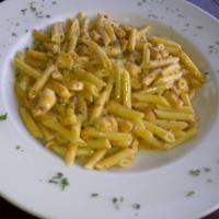 Pollo Loco Pasta · Grilled chicken, chorizo sausage, scallion, penne pasta in a spicy cheddar cream sauce.