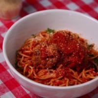 Spaghetti with 4 Housemade Meatballs · Sauce & Meatballs made In-house. 1.5 oz meatballs