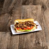 Beef Cheese Steak Sub · Real rib eye beef steak on a sub roll with 1 choice of cheese, lettuce, tomato, mayo and fri...