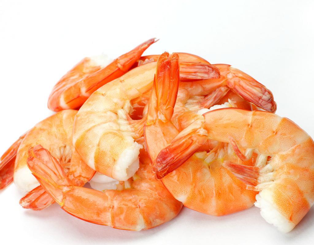 Steamed Shrimp · Large wild-caught shrimp steamed and served in garlic-butter sauce and old bay.