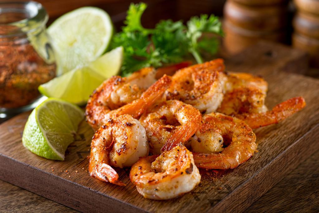 Jumbo shrimp  · Six wild-caught jumbo shrimp peeled, deveined and seasoned. Prepared fried or broiled.