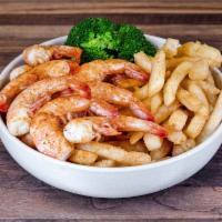 # 11 Steamed Shrimp Platter · Wild-caught steamed shrimp in garlic- butter sauce and old bay.