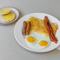 Country Fried Steak Breakfast · 2 eggs any style, choice of potato and toast.