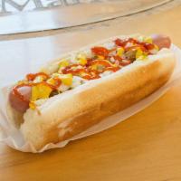 Stadium Dog · Ketchup, mustard, onions, and relish.