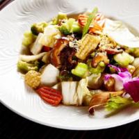 Mixed Vegetables Deluxe · A healthy combination of vegetables and Shiitake mushrooms tossed in our hot and seasoned wo...