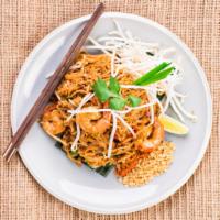 Pad Thai · Known as one of the most popular Thai noodle dishes, our version features stir-fried thin ri...