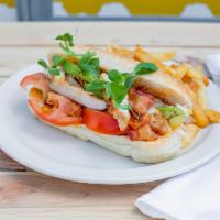 Chicken Avocado Sandwich · Ciabatta bread, chicken, bacon, tomatoes, thousand island dressing, avocado, and chicken.