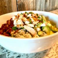 The Local Chopped Cobb Salad · romaine. grilled chicken breast. avocado. bacon. crumbled blue cheese. egg. tomatoes. tossed...