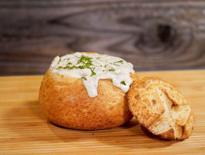 Clam Chowder · Served daily. 8 oz. cup served with 2 slices of bread, 12 oz. bowl served with slices of bread.