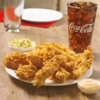 3 Piece Tenders Combo · Served with a regular drink, your choice of any regular side and a scratch-made honey-butter...
